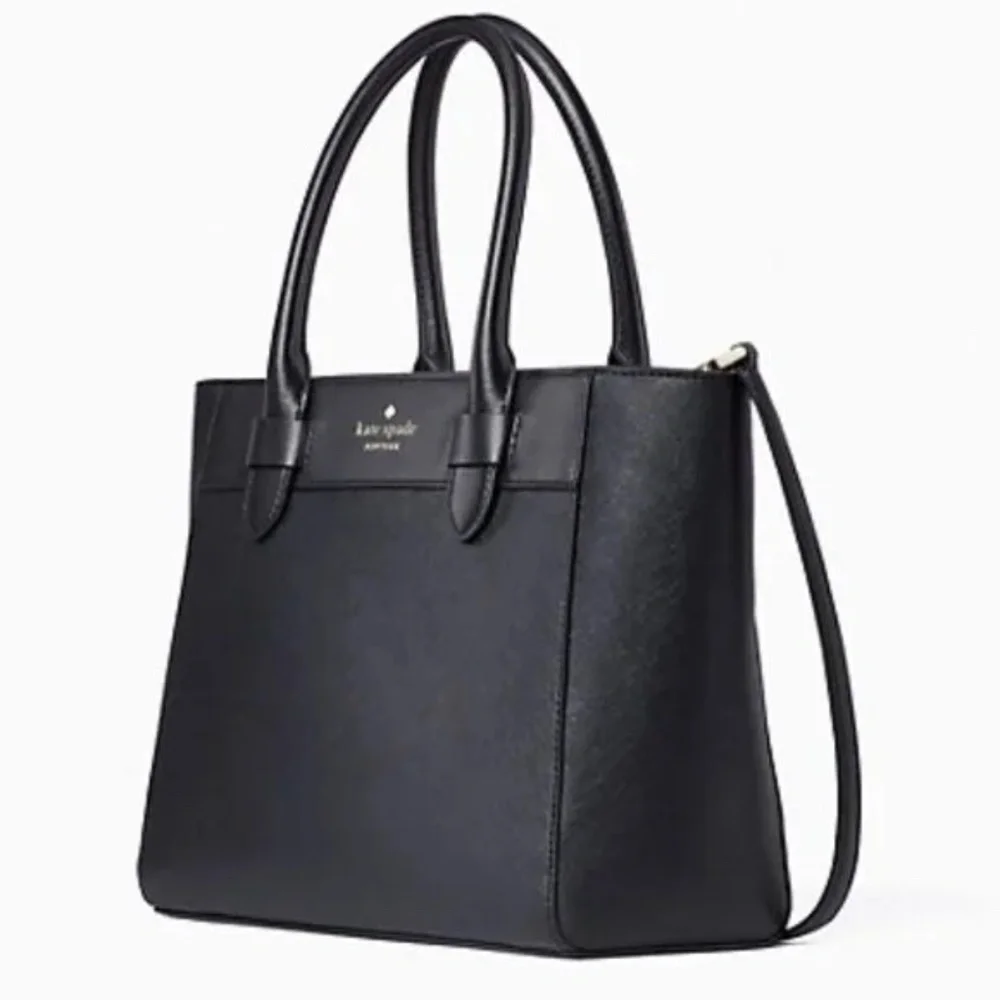 Kate Spade NY Black Melanie Satchel Jacquard Lining Zipper Closure NWT Original - Picture 4 of 9